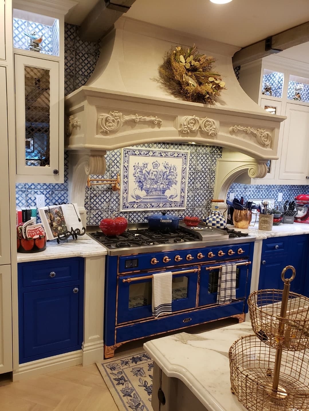 Contemporary kitchen tile backsplash installation in Palm Springs luxury home