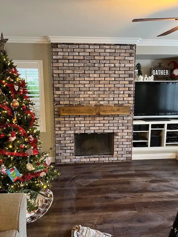 Contemporary tile fireplace surround installation in Winchester luxury home